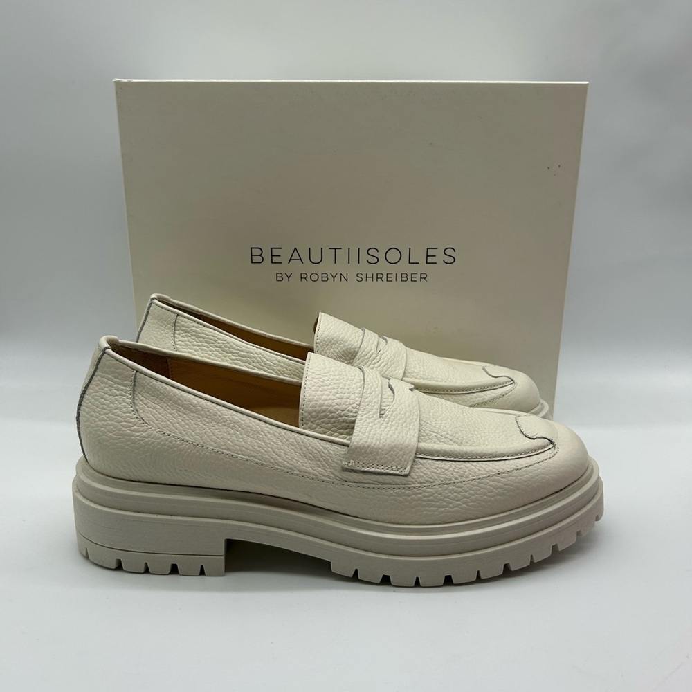 Beautiisoles by Robyn Shreiber Freddie Loafers Size 12 Off White Leather NWB - Picture 12 of 12